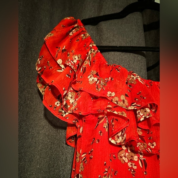 Zara Off-Shoulder Chiffon Floral Midi Dress size M - Picture 11 of 11